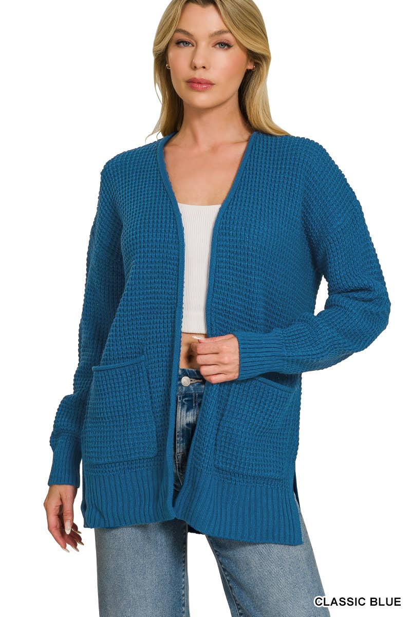 Low Gauge Waffle Open Cardigan Sweater