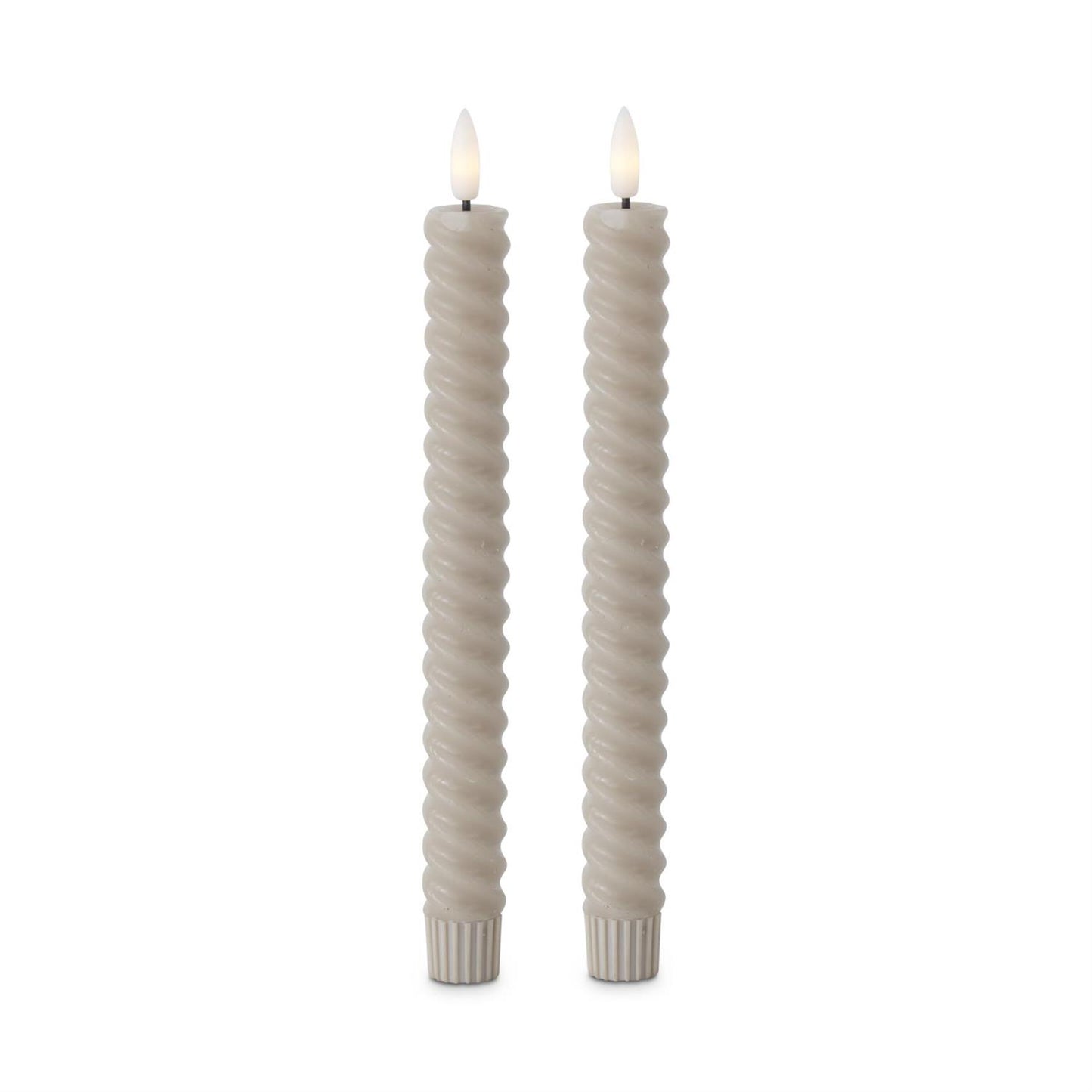 9.75" Taupe LED Sprial Taper Candles