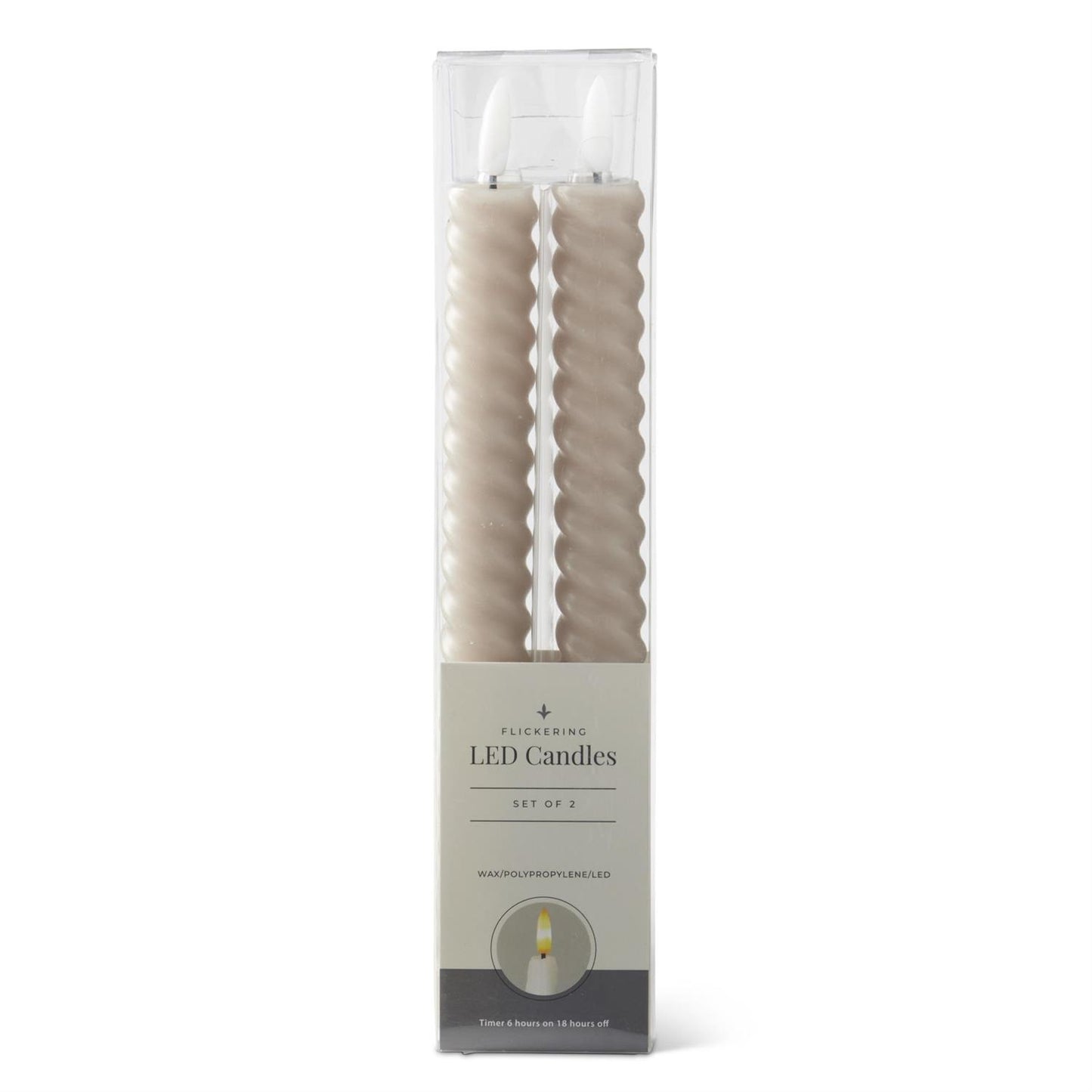 9.75" Taupe LED Sprial Taper Candles