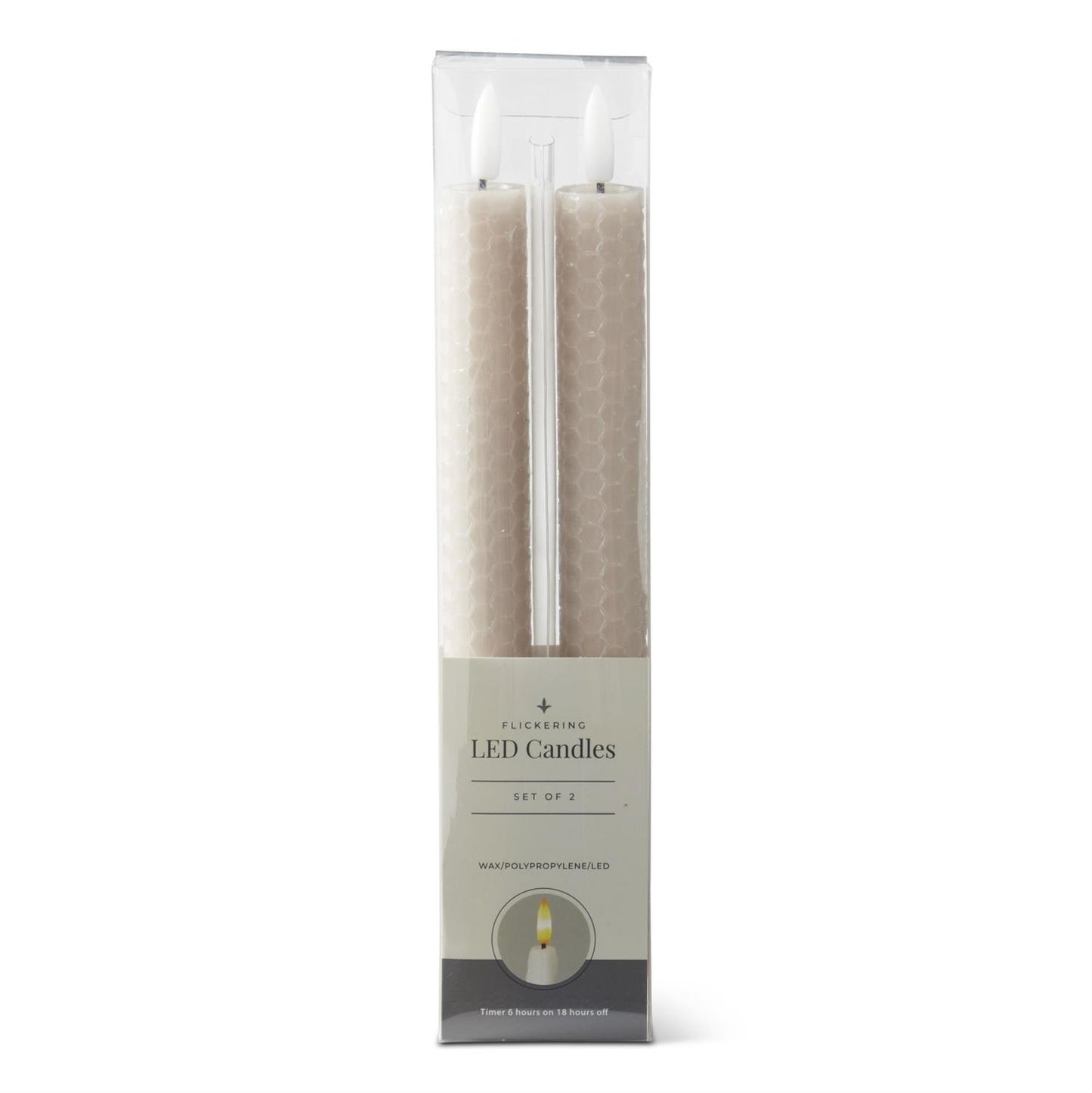 9.75" Taupe LED Honeycomb Taper Candles