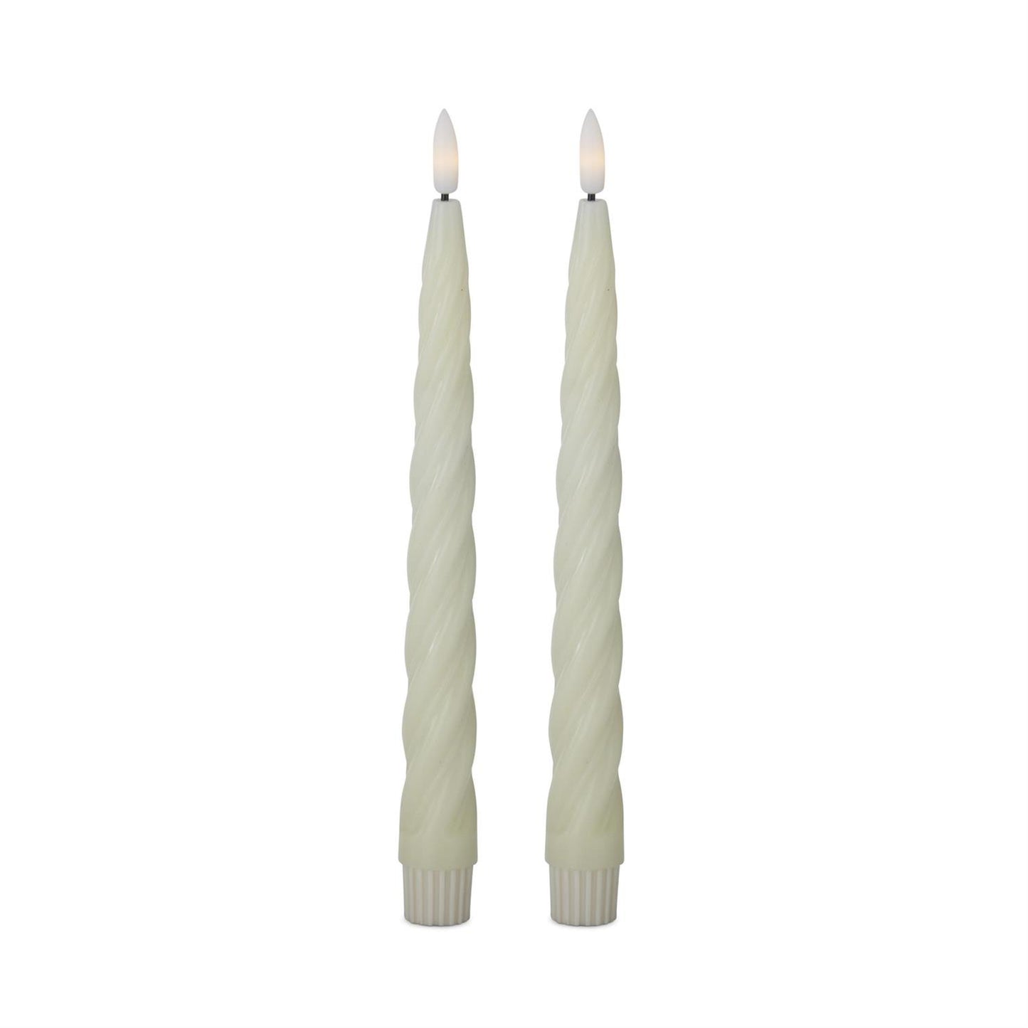 9.75" Cream LED Pointed Spiral Taper Candles