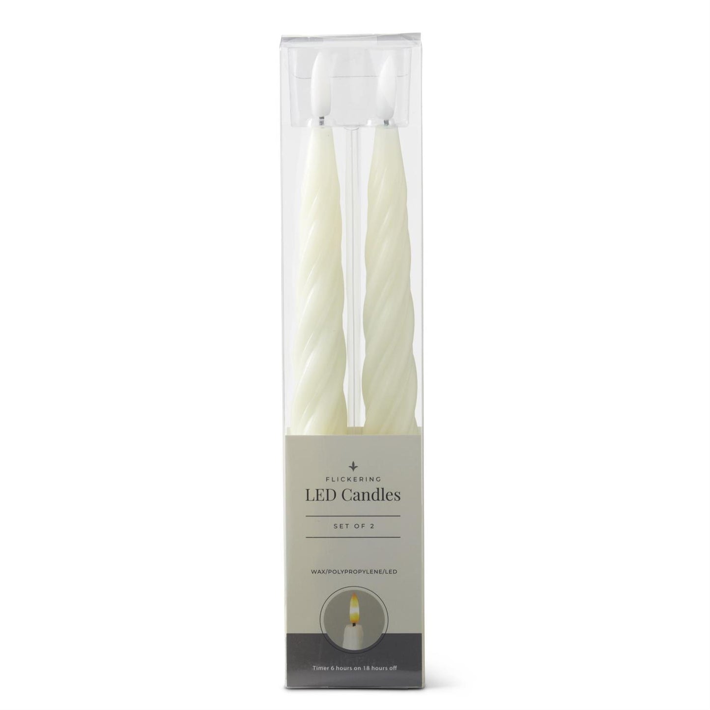 9.75" Cream LED Pointed Spiral Taper Candles