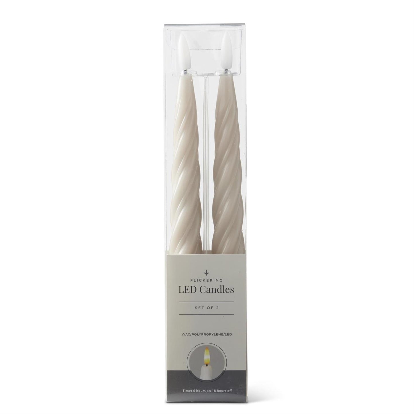 9.75" Taupe LED Pointed Spiral Taper Candles