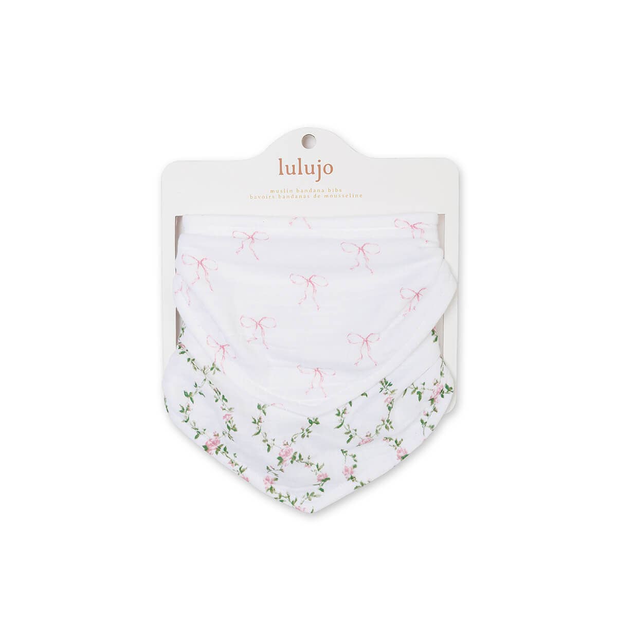 2-pack Bandana Bibs - Bows/Rose Trellis