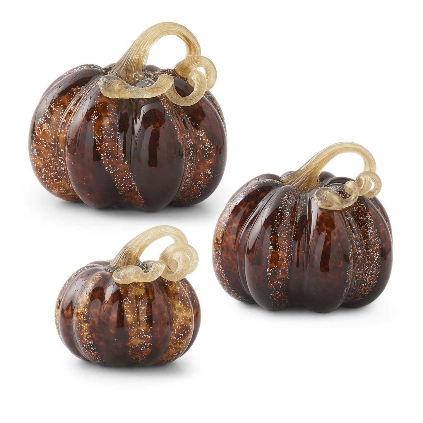 Brown Speckle Handblown Glass Pumpkins