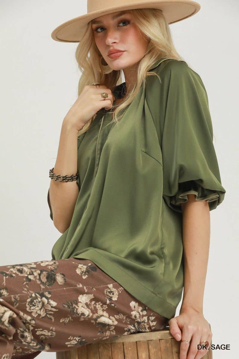 Collared Puff Sleeve Blouse