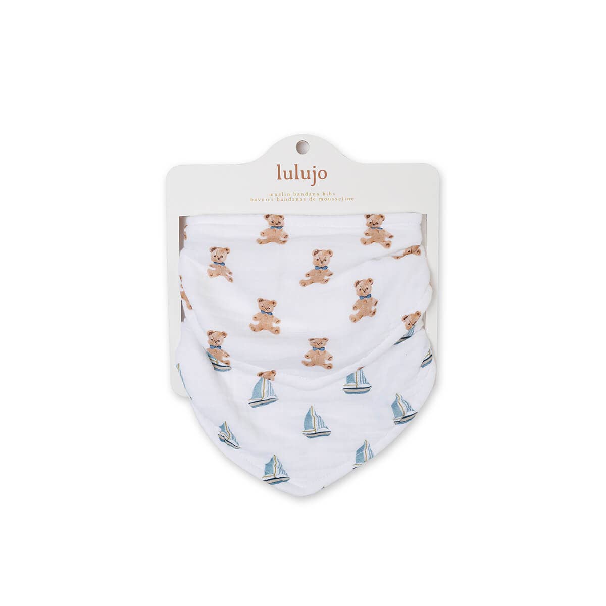 2-pack Bandana Bibs - Vintage Bears/Sailboats
