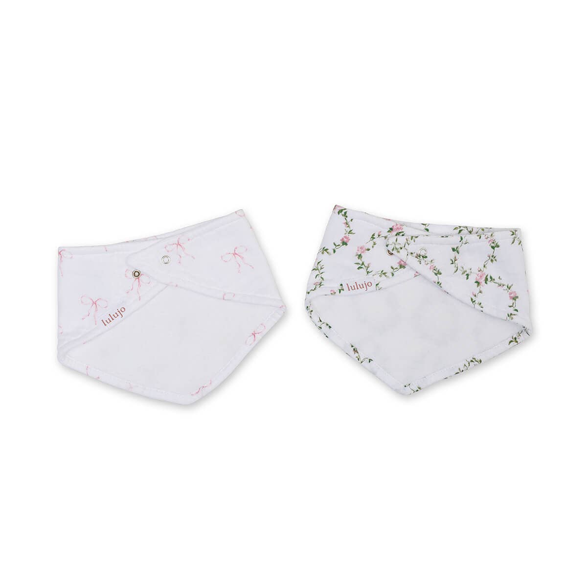 2-pack Bandana Bibs - Bows/Rose Trellis