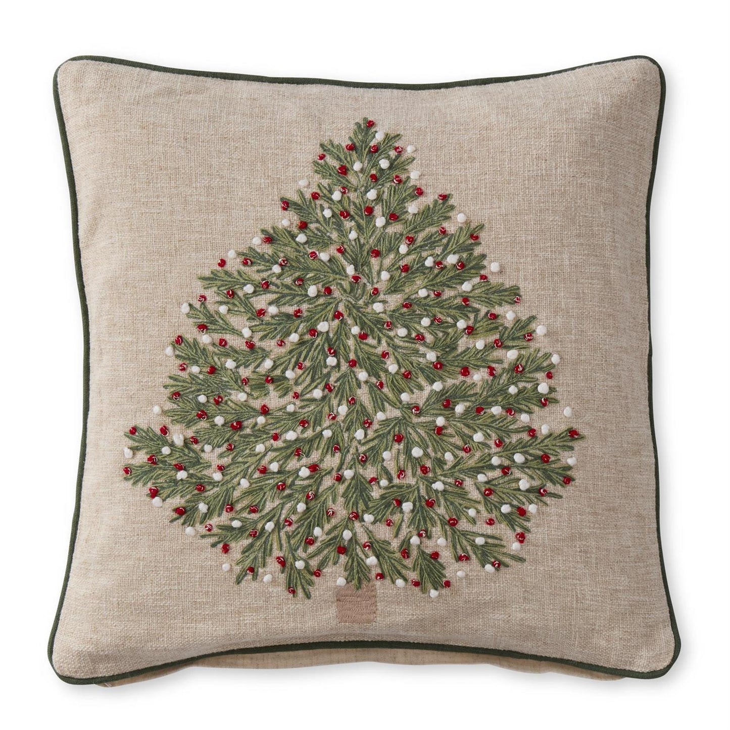 20" Tan Christmas Tree Pillow