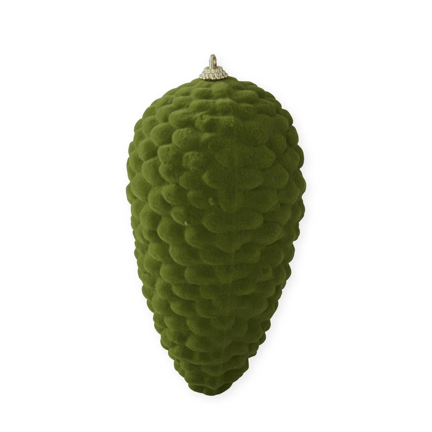 7" Green Velvet Flocked Pinecone Ornament