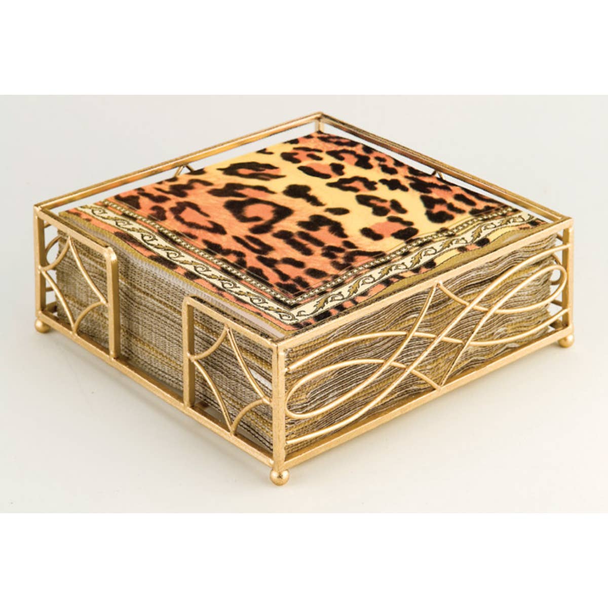 Lunch Napkin Gold Leaf Metal Caddy