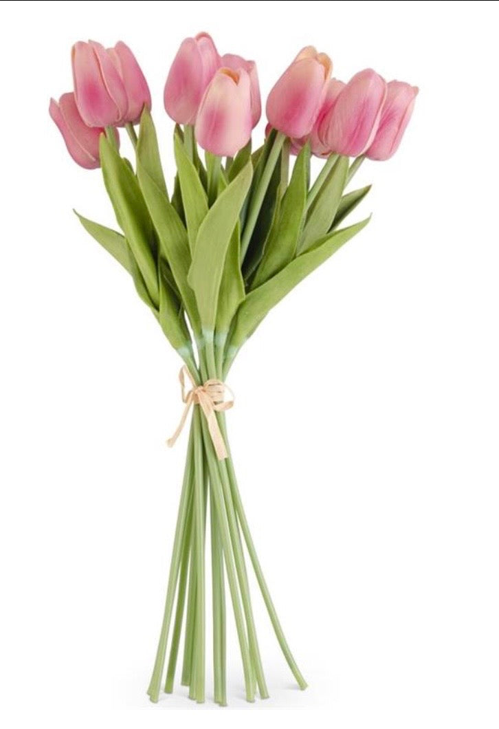 13" Mauve Real Touch Mini Tulip Bundle (12 Stems)