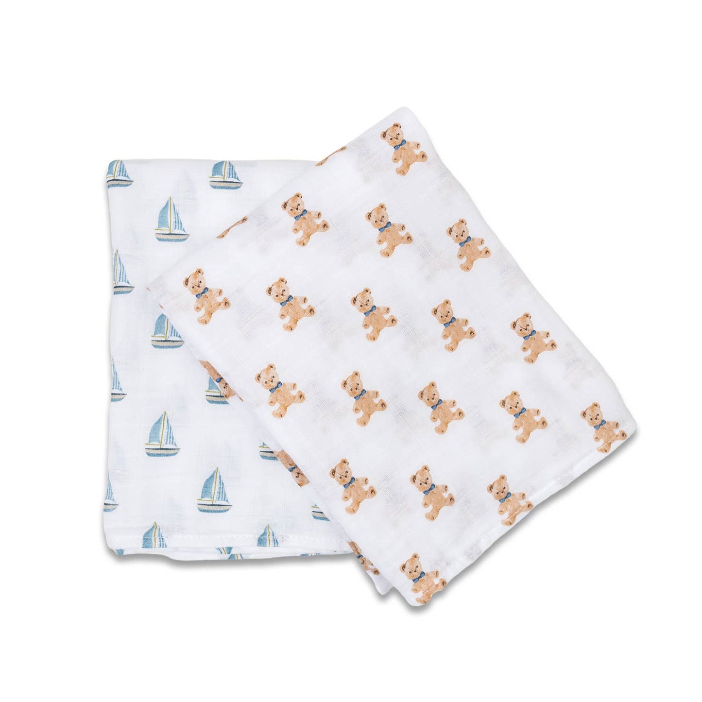 2-pack Cotton Swaddles - Vintage Bears & Sailboats