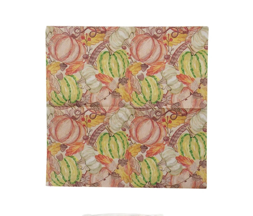 Cocktail Napkins w/ Pumpkin, Leaves & Acorns - 50 ct.