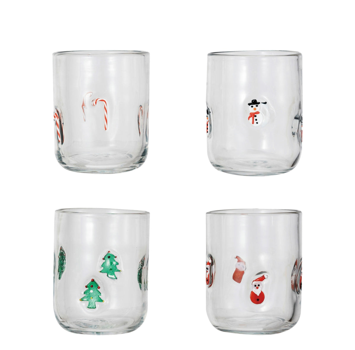 16oz. Drinking Glass w/ Embedded Holiday Icon Pattern