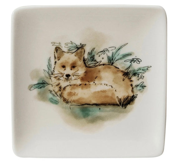 Stoneware Plate with Animals