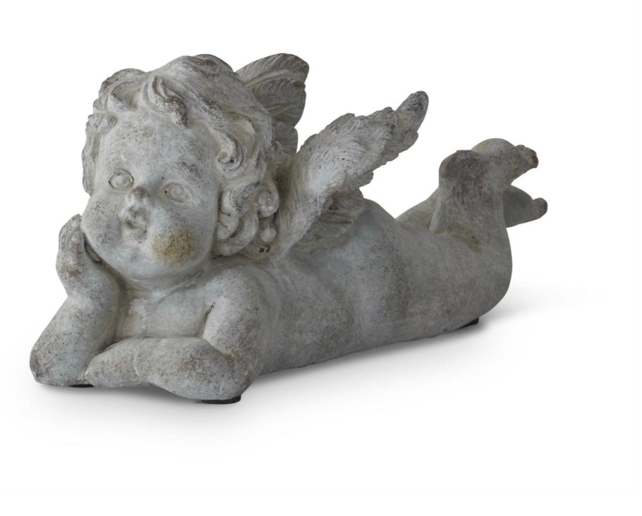 Gray Stone Cherub Statue