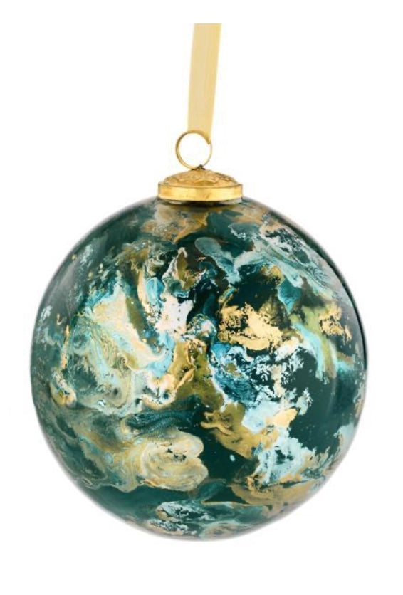 6"DIA MARBLE GLASS BALL ORNAMENT