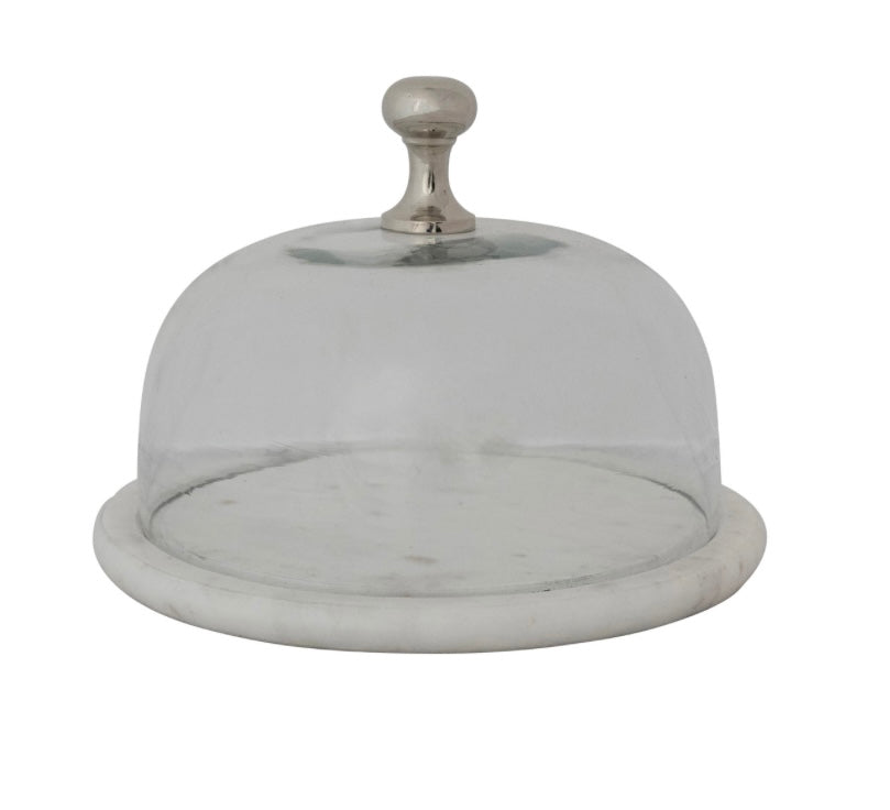 Glass Cloche w Marble Base