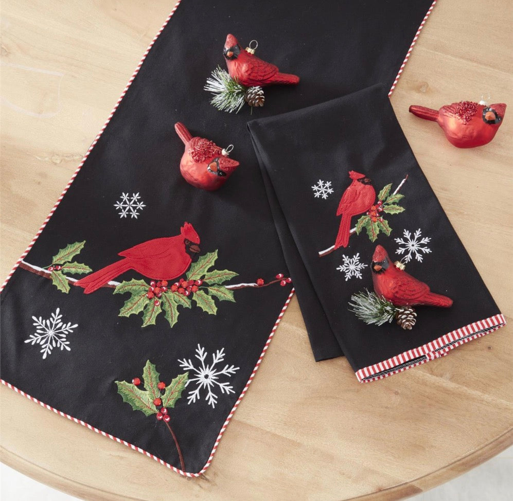 3.5” Red Glittered Blown Glass Cardinal Ornament