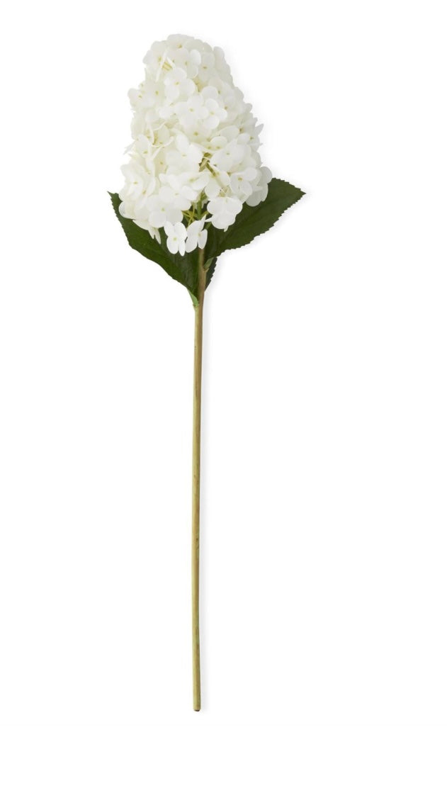 28" White Real Touch Cone Hydrangea Stem