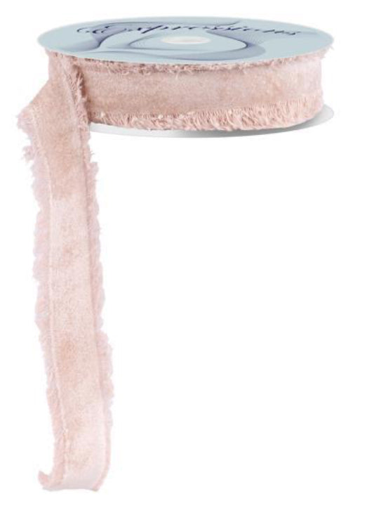 1” x 10 yd Frayed Velvet Ribbon Natural