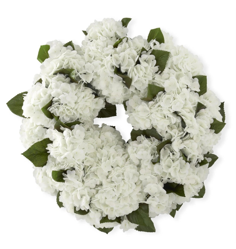 24 Inch White Real Touch Hydrangea Wreath