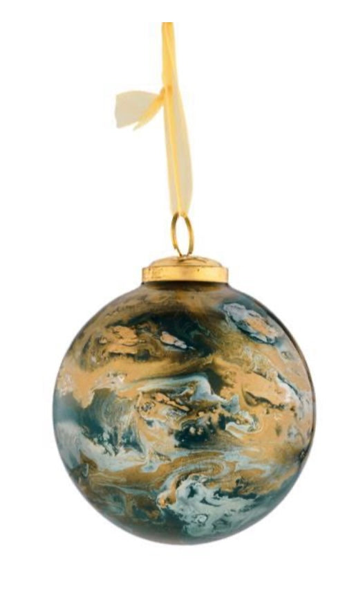 4"DIA MARBLE GLASS BALL ORNAMENT