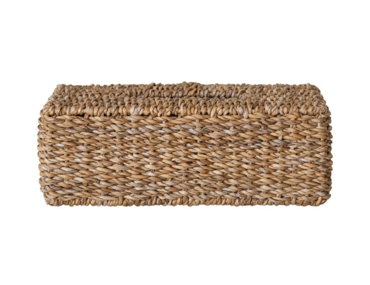 11”L x 4”H Hand-Woven Seagrass Tissue Box Cover, Natural