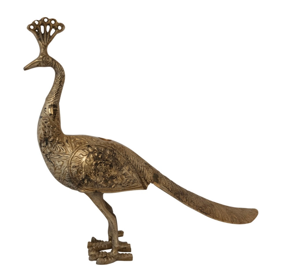 Cast Aluminum Peacock Shaped Taper Holder