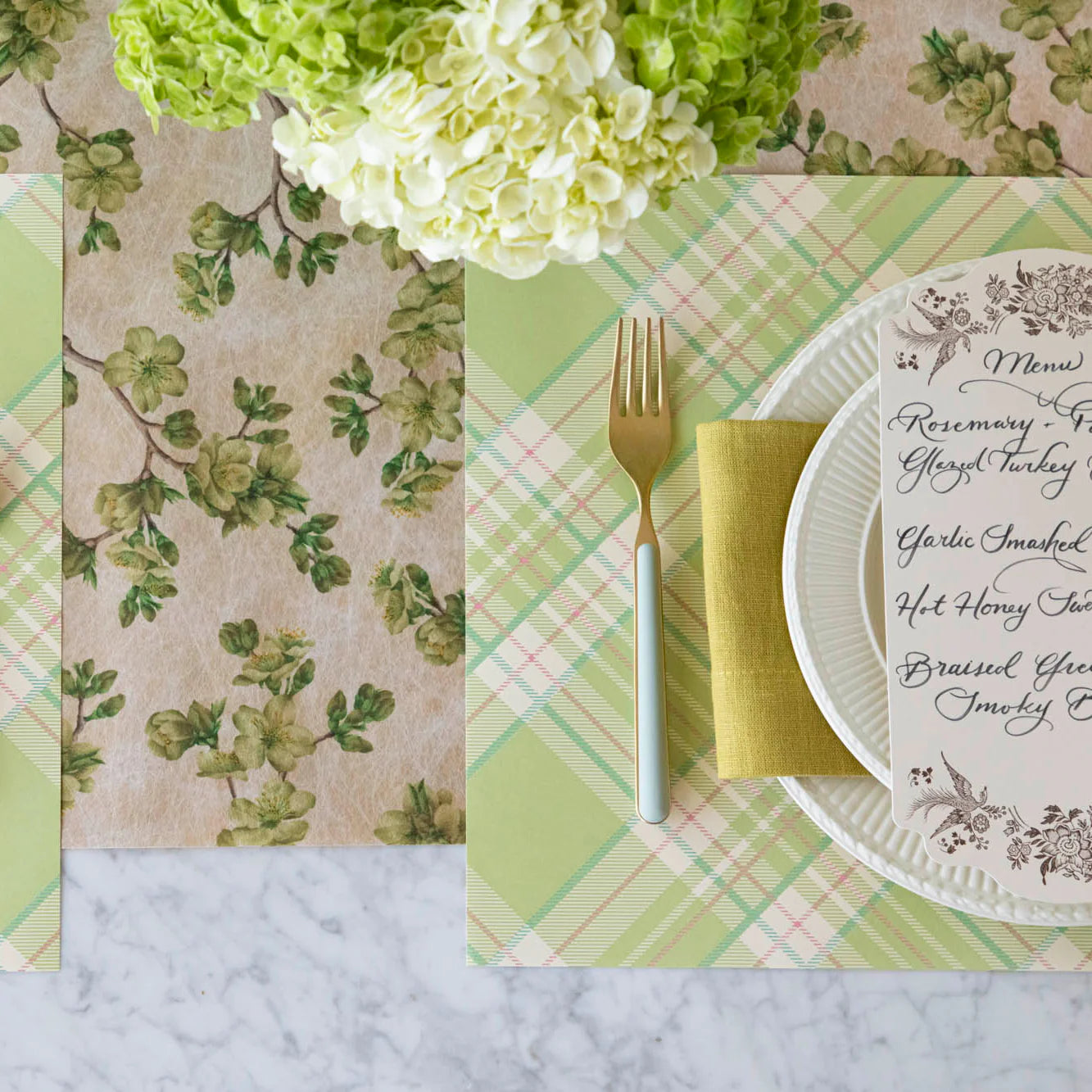 Green Cherry Blossom Table Runner