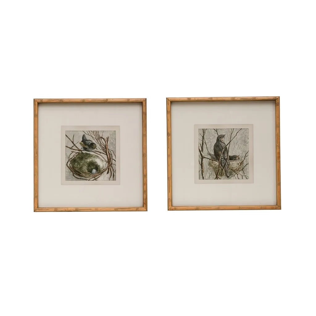 18" Wood Framed Bird Nest Wall Decor