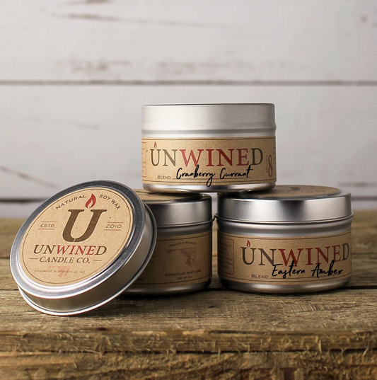 Unwined Travel Tin Candles