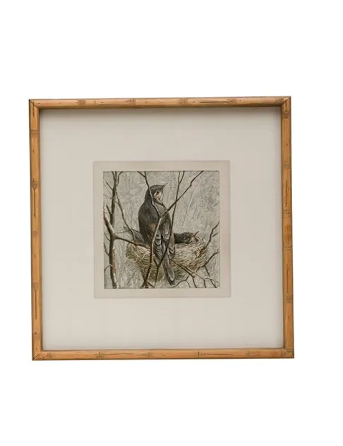 18" Wood Framed Bird Nest Wall Decor