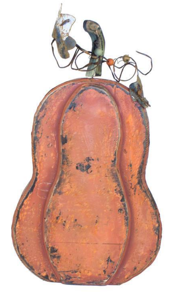 28" Wood Tin Antique Orange Pumpkin