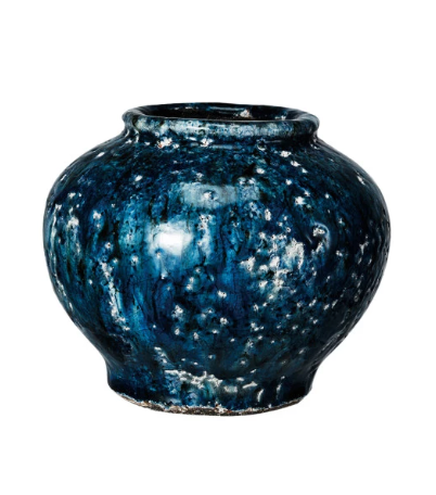 Navy Crackle Glaze Vases