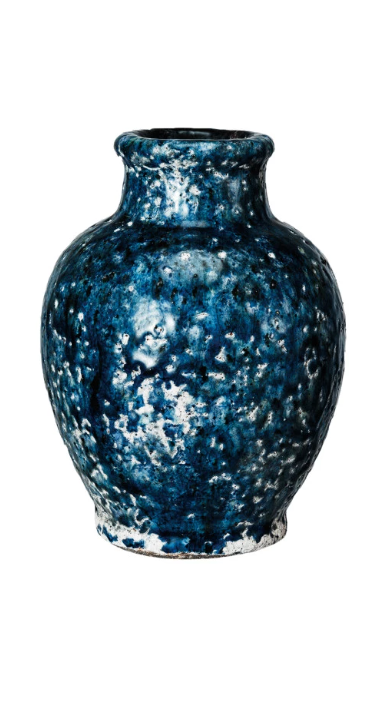 Navy Crackle Glaze Vases