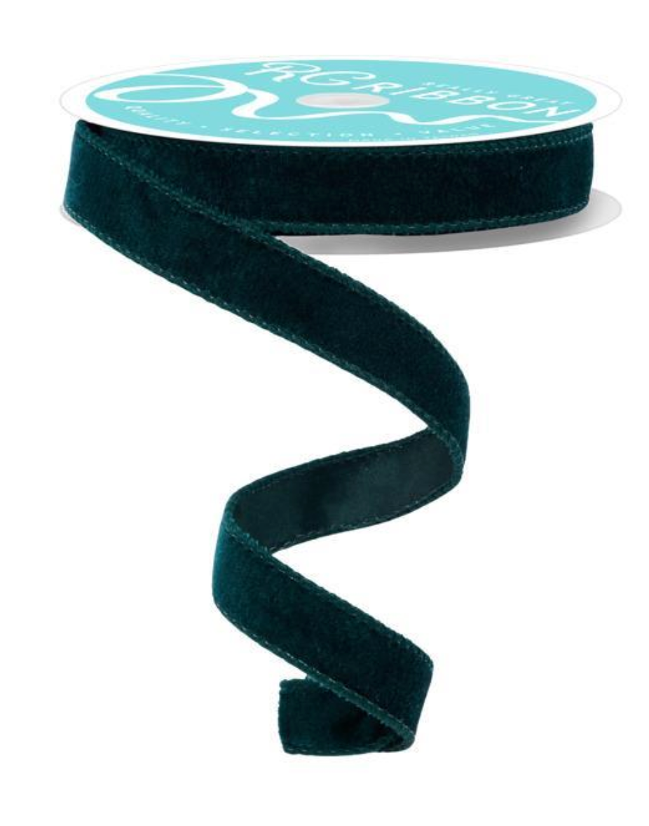 7/8"X10Yrd Hunter Green Velvet Satin Ribbon