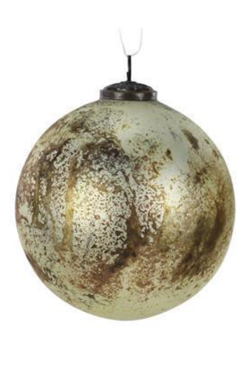 6" Rustic Champagne Ball Glass Ornament