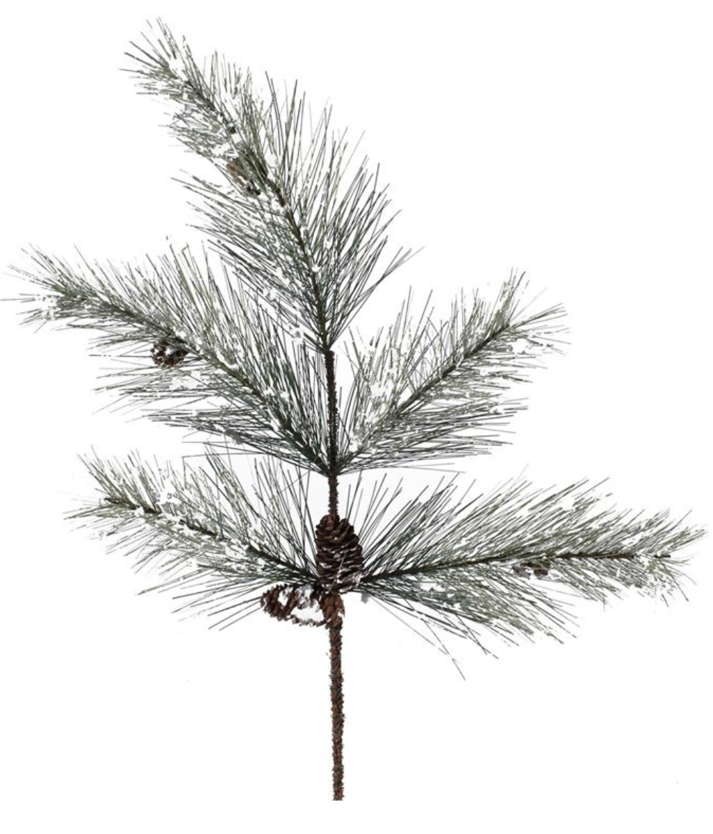 24" Northwoods Pine Flocked Spray