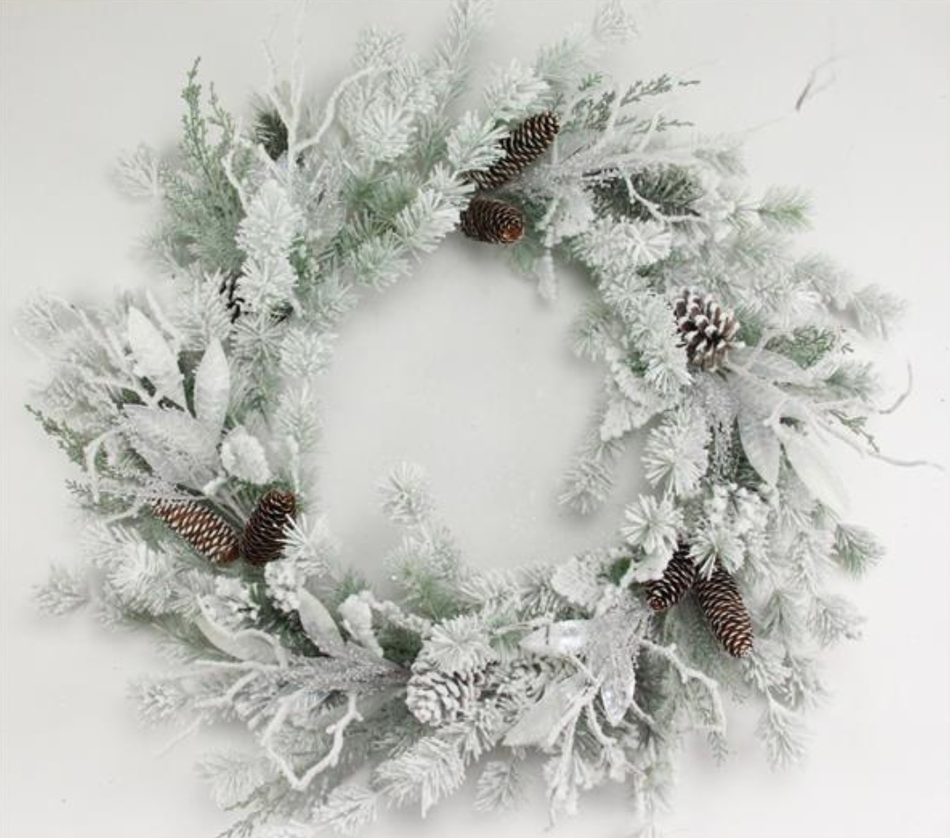 30" Snowdrift Split Pine Wreath