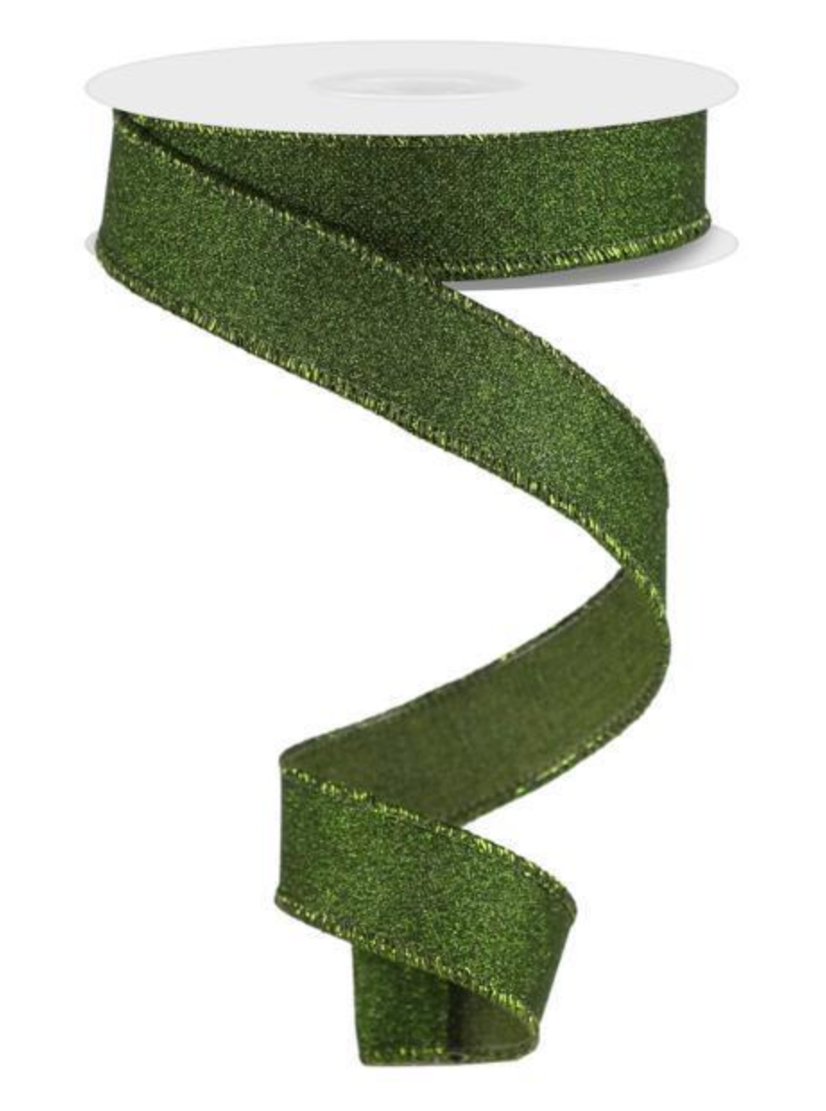 7/8" X 10YD Moss Green Glitter Ribbon