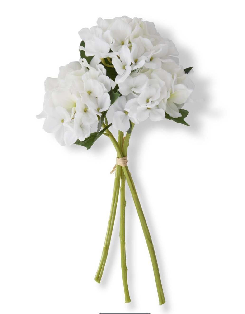15 Inch White Real Touch Hydrangea Bundle (3 Stems)