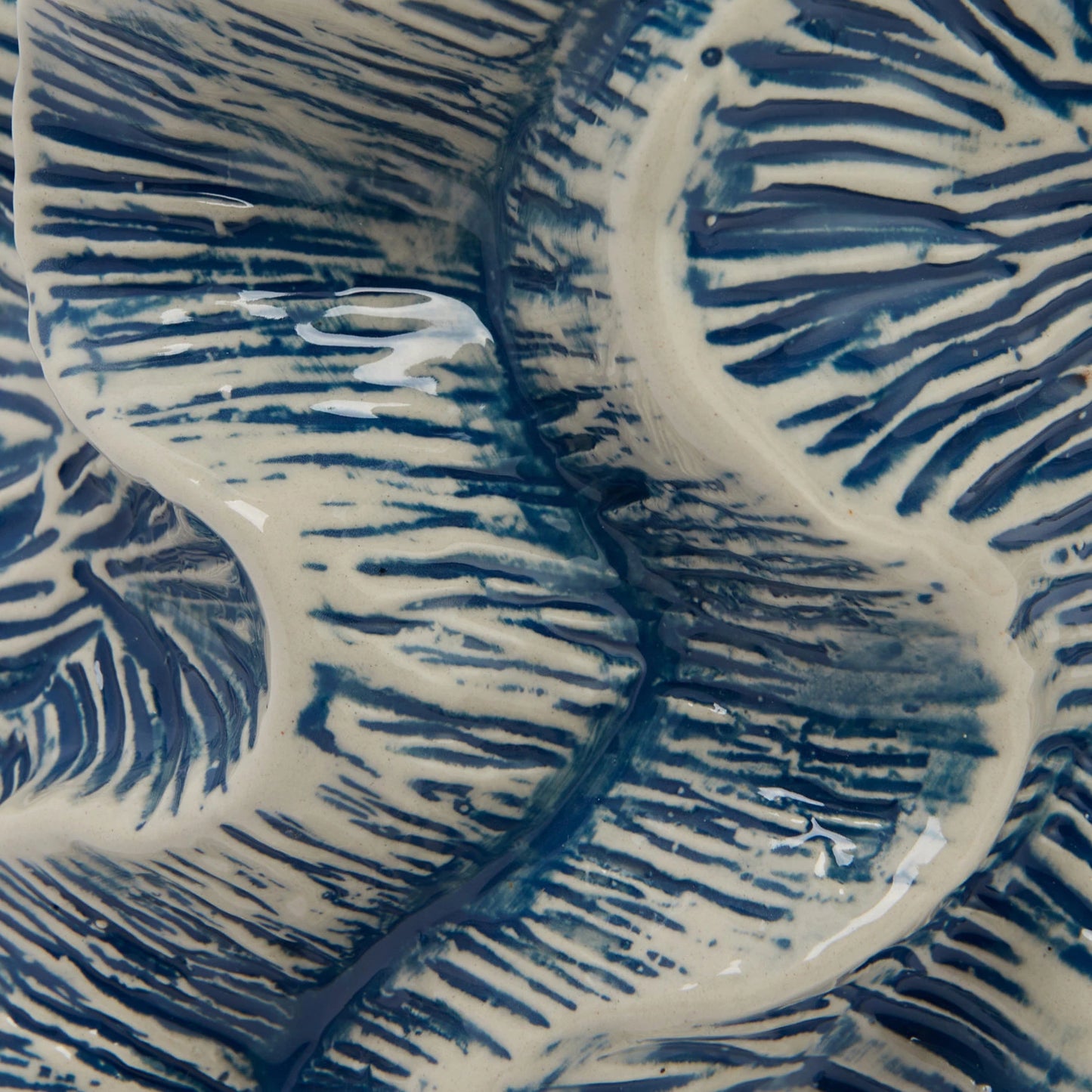 Blue & Ivory Wavy Stoneware Vase