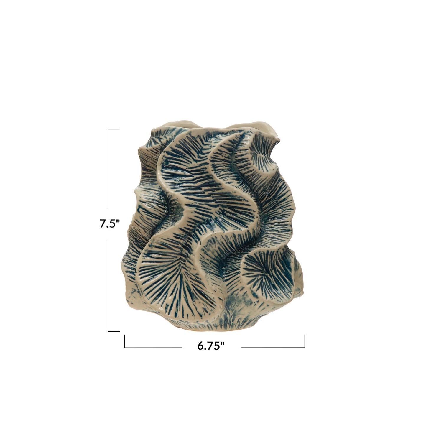Blue & Ivory Wavy Stoneware Vase