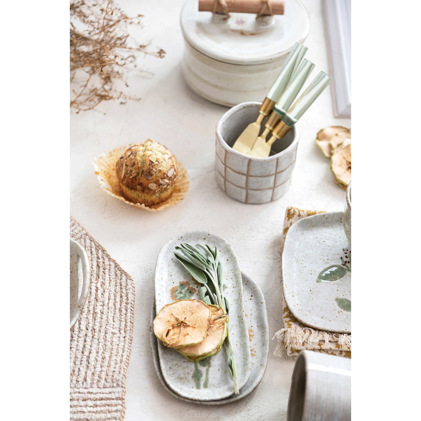 Hand-Painted Floral Stoneware Plates
