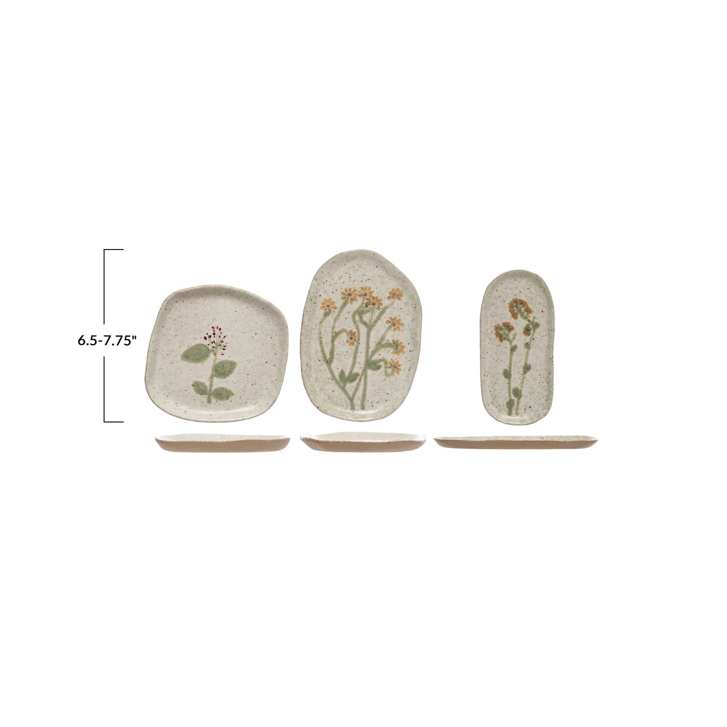 Hand-Painted Floral Stoneware Plates