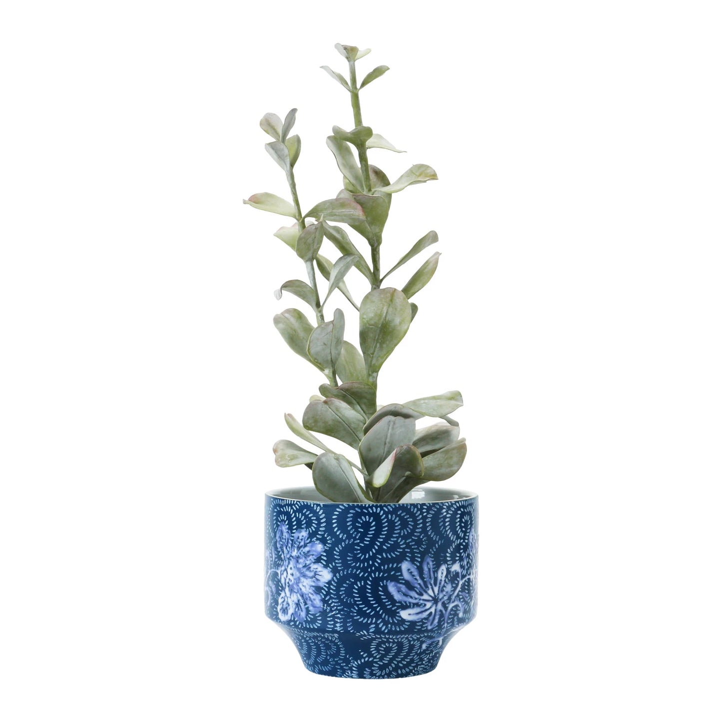 Blue & White Floral Stoneware Planter