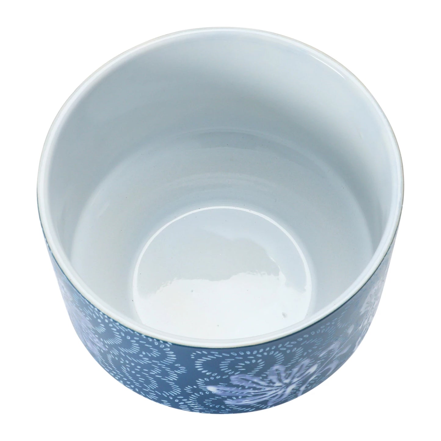 Blue & White Floral Stoneware Planter