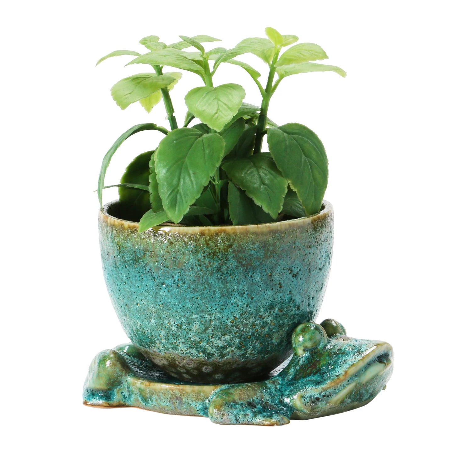 Stoneware Frog Planter